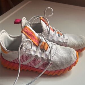 Adidas Kids' White, Pink, and Orange Sneakers